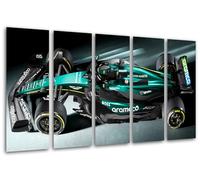 Set di 3 quadri decorativi da parete, decorazione soggiorno moderni, camere da letto, camera da letto, stampa su legno con ganci, auto Formula 1 2024 Aston Martin AMR24, Fernando Alonso, 165 x 62 cm