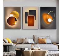 Set Di 3 Quadri Geometrici Astratti Su Tela Arancioni Manifesto Stampe Moderne Immagini Minimaliste Di Arte Della Parete Per Camera Da Letto Soggiorno Decorazioni Per La Casa-50*70Cm (Senza Cornice)