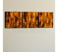 Set di 3 Quadri Moderni Astratti su Tela |Q667| Stampe con Geometrie Dorate