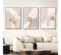 Set di 3 quadri su tela Poster Astratto Boho Beige Grigio Marrone Nero Linee Moderno Geometrico Minimalista Parete Art Stampe Regalo Camera Da Letto Soggiaorno Dormitorio Galleria Corridoio Decor Imma
