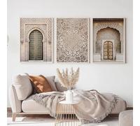 Set di 3 quadri su tela Poster Moderna Porta Marocchina Fiori Famosa Architettura Islamica Parete Art Stampe Regalo Camera Da Letto Soggiaorno Dormitorio Galleria Corridoio Decor Immagine, A4 (21X30CM