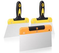 Set di 3 raschietti per carta da parati da 20,3 cm, larghezza 200 mm, in acciaio inox, flessibile, resistente, per cartongesso, strumento antiscivolo per stucco, riparazione di cartongesso, intonaco