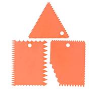 Set di 3 raschietti per crema pasticcera, con denti irregolari, fai da te, per decorare torte, in plastica, come mostrato, 9,5 cm, 12 cm e 12 cm. (Arancia)