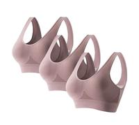 Set di 3 reggiseni senza ferretto da donna, comfort senza cuciture, con fibbia anteriore, reggiseno sportivo e yoga, reggiseni push up, anti-cedimento femminile, anti-sudore, blu, 6X-Large