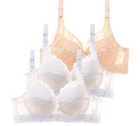 Set di 3 Reggiseno da donna in pizzo con armatura da donna sexy reggiseno a colori puri lingerie francese Bralette classico di base casual reggiseno alla moda, Wh1, 60D