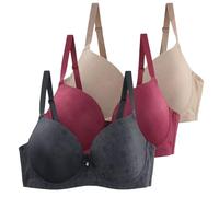 Set di 3 Reggiseno da donna in pizzo con armatura da donna sexy reggiseno a colori puri lingerie francese Bralette classico di base casual Bra 2025 alla moda, navy, 65C