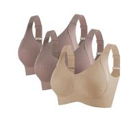 Set di 3 Reggiseno senza ferretto, da donna, invisibile, ad alto impatto, senza imbottitura, per sport, yoga, con spalline regolabili, traspirante, morbido, casual, leggero, estivo, lingerie Bra per