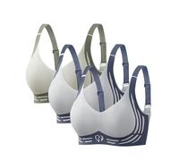 Set di 3 reggiseno sportivo da donna, reggiseno invisibile, imbottito, reggiseno da corsa, yoga, con spalline regolabili, morbido e traspirante, elasticizzato, casual, leggero, estivo, sotto i vestiti