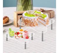 Set di 3 rialzi in acrilico trasparente per buffet (XL) | Elevata resistenza alla rottura, resistente alla deformazione, sicuro per grandi torte e bottiglie di bevande