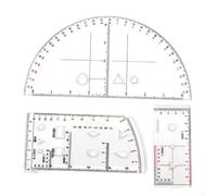 Set di 3 righelli di posizione in plastica trasparente per lettura di mappe, coordinate, geometrie, disegno, giochi di simulazione, strumenti di wargaming, da 86 mm a 180 mm