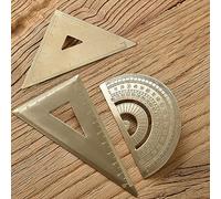 Set di 3 righelli in ottone con goniometro 30/60 a 45 gradi, righello triangolare per la matematica, strumenti educativi per la misurazione della geometria, stile vintage retrò, cancelleria per scuola