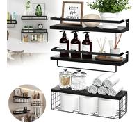 Set di 3 ripiani galleggianti da parete, ripiani da parete in legno, decorazioni per la casa, per soggiorno, cucina, camera da letto