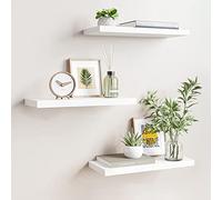 Set di 3 ripiani galleggianti, mensole da parete, con finitura bianca, mensole da parete in legno, per decorazioni e esposizioni, soggiorno, camera da letto e molto altro ancora.