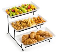 Set di 3 ripiani, piatti pieghevoli e robusto rack per antipasti, frutta, dessert, elegante vassoio a più livelli per feste ed eventi