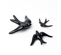 Set di 3 Rondini in ceramica per la decorazione della parete e della casa. Ornamenti da appendere fatti a mano con ceramica. Confezione di rondini decorative da parete in colore nero