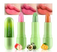Set di 3 rossetti nutrienti all'aloe vera, balsamo labbra al gusto di frutta che cambia colore a temperatura e pH chiaro, gusto frutta, idratante a lunga durata, trucco labbra (B)