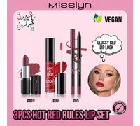 Set di 3 rossetti rosso passione MISSLYN, finitura opaca a lunga tenuta, pigmentati, texture vellutata, rossetto in polvere idratante rosso profondo sensuale, gloss labbra volumizzante di cui ti innam