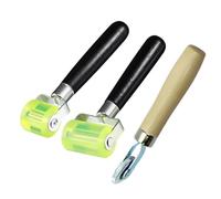 Set di 3 rulli in gomma e rullo per cuciture, con | Per bitume e alluminio butile, dimensioni 18 x 5 cm, 18 x 3 cm, 182 x 6 mm, materiale: vero legno, silicone, acciaio zincato