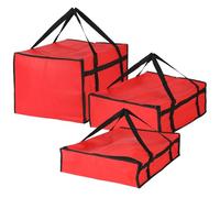 Set di 3 sacchetti isolati per la consegna della pizza, 50,8 x 50,8 x 15,2 cm, 50,8 x 50,8 x 20,3 cm, 50,8 x 50,8 x 35,6 cm, grandi borse termiche per catering, Doordash, Uber Eats (rosso)
