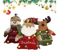 Set di 3 sacchetti regalo di Natale con cerniera - sacchetti in feltro riutilizzabili per Babbo Natale, renna e pupazzo di neve per mele, caramelle e piccoli giocattoli (A)