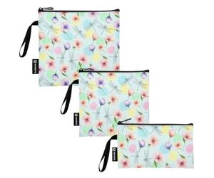Set di 3 sacchetti riutilizzabili con motivo floreale ad acquerello e | Sacchetti riutilizzabili per snack per badanti: conservazione di alimenti e piccoli oggetti, utile organizer da viaggio