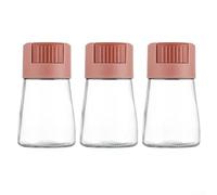 Set di 3 saliere e pepiere a spinta con dispenser per spezie, per cucinare e mangiare controllati (rosa, 3 pezzi)