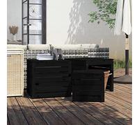 Set di 3 scatole da giardino in legno massello di pino, finitura nera, perfetta per uso esterno