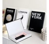 Set di 3 scatole decorative per libri, in cartone, 26,7 x 17 x 4,2 cm, decorazione libro Fashion, Parigi, Londra, New York