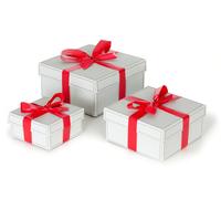 Set di 3 scatole regalo Perfect con coperchio carta velina e nastro in cartone