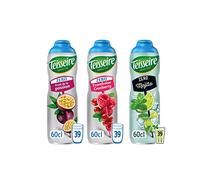 Set di 3 sciroppi Teisseire Zero Zuccheri (Fruit de la Passion, Raspberry Cranberry, Mojito) per bevande rinfrescanti, cocktail, borraccia riciclabile, 3 x 60 cl
