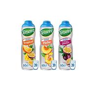 Set di 3 sciroppi Teisseire Zero Zuccheri (Tropical, Pesca, Frutta della Passione) per Bevanda Rinfrescante, Cocktail, Bidone Riciclabile, 3 x 60 cl