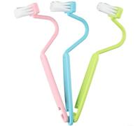 Set di 3 scopino per WC con setole a V e manici curvi per raggiungere e pulire angoli profondi del WC e altre piccole aree