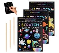 Set di 3 Scratch Art con 3 Matite in Legno, 18.5 x 13.5 cm Magic Scratch Book, Dinosauro, Spazio, Oceani Scratch Paper, Fogli Neri da Grattare Bambini, Regali per Ragazzi e Ragazze