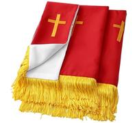 Set di 3 set di parametri reversibili include un segnalibro RED TABLE RUNNER e la sciarpa del pulpito ricamato con croce d'oro per le chiese Pulpit Red Communione Sbriciole per la chiesa, le fornitur