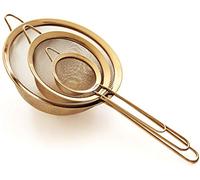 Set di 3 Setacci con Manico in Acciaio Inox 304 a Maglia Fine - Alta Qualità Professionale - Colini Scolapasta Multius o da Cucina 3 Dimensioni 8.5/14/20cm - Colore Oro, Proto Future