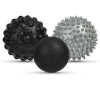 Set di 3 sfere massaggianti con punte e lacrosse e schiuma poliuretanica, rullo massaggiante per corpo e piedi, per esercizi di fascite plantare, terapia dei punti trigger