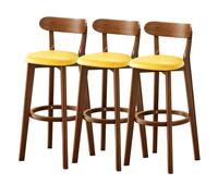 Set di 3 sgabelli da bar ad altezza bancone con schienale, in similpelle | Questo set comprende 3 sgabelli da bar ad altezza bancone con schienali di supporto, rivestiti in ecopelle gialla brillante