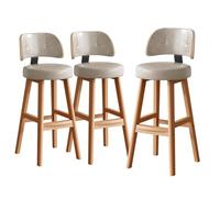 Set di 3 sgabelli da bar ad altezza bancone, rivestiti in similpelle PU | Set di 3 sgabelli da bar ad altezza bancone con un elegante design rivestito in similpelle PU grigia, alti 85 cm per