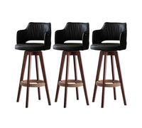 Set di 3 sgabelli da bar girevoli a 360°, in ecopelle, colore nero | Set di tre sgabelli da bar in nero, con design girevole a 360 gradi e rivestimento in ecopelle per un aspetto elegante