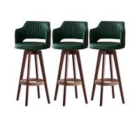 Set di 3 sgabelli da bar girevoli a 360°, in ecopelle, colore verde scuro | Il set include tre sgabelli da bar girevoli a 360 gradi; ognuno presenta una finitura in ecopelle verde scuro per un look