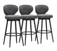 Set di 3 sgabelli da bar girevoli in velluto, sedie da bancone con schienale alto a 360°, con poggiapiedi, eleganti sedie da cucina e pub, 65 cm, design elegante altezza bar
