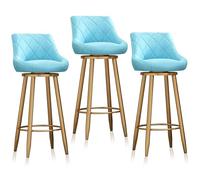 Set di 3 sgabelli da bar girevoli, sedie da banco di velluto da 65 cm con schiena, eleganti posti a sedere dell'isola della cucina verde, gambe dorate, perfette per l'uso della casa e dei pub