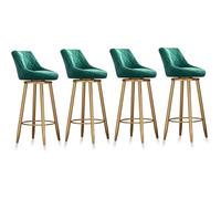 Set di 3 sgabelli da bar girevoli, sedie da banco di velluto da 65 cm con schiena, eleganti posti a sedere dell'isola della cucina verde, gambe dorate, perfette per l'uso della casa e dei pub
