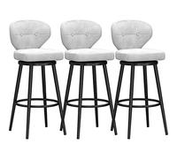 Set di 3 sgabelli da bar imbottiti, altezza 65 cm, sedie da cucina a isola, girevoli con gambe in metallo, moderno tessuto bianco e struttura nera