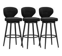 Set di 3 sgabelli da bar imbottiti, altezza 75 cm, sedie girevoli da cucina a isola con gambe in metallo, eleganti sgabelli neri per sala da pranzo, bar di casa e cucina