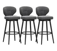Set di 3 sgabelli da bar imbottiti grigi con design girevole, altezza 75 cm, sedie da cucina a isola, gambe in metallo, per sala da pranzo e bar di casa