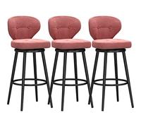 Set di 3 sgabelli da bar imbottiti rosa, altezza 75 cm, sedie da cucina a isola, sgabelli girevoli in metallo per bancone, design moderno per la casa e la cucina