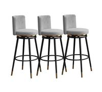 Set di 3 sgabelli da bar rotondi in velluto, 65 cm di altezza | Porta una seduta elegante e confortevole al bancone o alla zona bar con questo set di 3 sgabelli da bar rotondi girevoli in