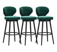 Set di 3 sgabelli da bar verdi, alti 65 cm, imbottiti con gambe in metallo, sedie girevoli da cucina a isola, sedie da bar moderne in tessuto per sala da pranzo