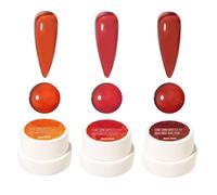 Set di 3 smalti in gel color tartaruga, colore trasparente, rosso, arancione, trasparente, ad alta durata, soak off, UV/LED, per nail art fai da te, manicure a casa